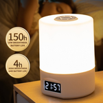 Nightlight Bedroom Sleep Lamp – USB Rechargeable LED Table Lamp with Clock & Touch Control | DazzleUSA