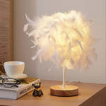 Modern Table Lamp LED Three Colors Light Desk Living Room Bedroom Luxury Feather Lamp