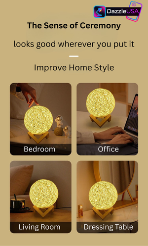 Warm & Colorful LED Moon Lamp – Touch Control Bedroom Night Light