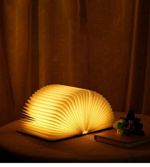 Magical 7-Color Wooden Foldable Book Lamp – USB Rechargeable Night Light