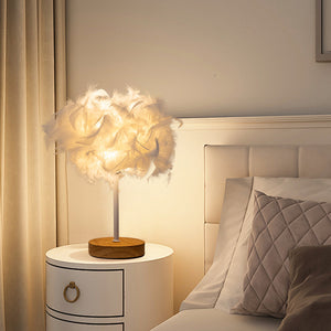 Modern Table Lamp LED Three Colors Light Desk Living Room Bedroom Luxury Feather Lamp