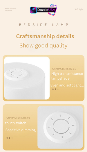 Nightlight Bedroom Sleep Lamp – USB Rechargeable LED Table Lamp with Clock & Touch Control | DazzleUSA