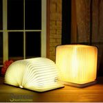Magical 7-Color Wooden Foldable Book Lamp – USB Rechargeable Night Light