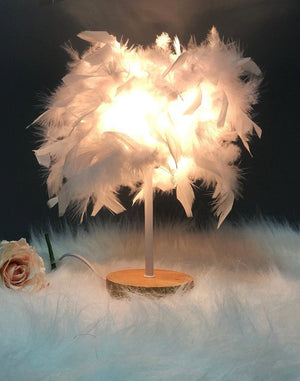 Modern Table Lamp LED Three Colors Light Desk Living Room Bedroom Luxury Feather Lamp