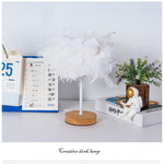 Modern Table Lamp LED Three Colors Light Desk Living Room Bedroom Luxury Feather Lamp