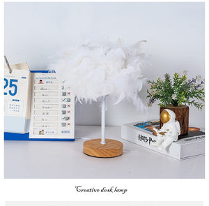 Modern Table Lamp LED Three Colors Light Desk Living Room Bedroom Luxury Feather Lamp