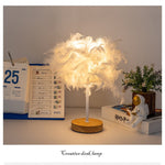 Modern Table Lamp LED Three Colors Light Desk Living Room Bedroom Luxury Feather Lamp