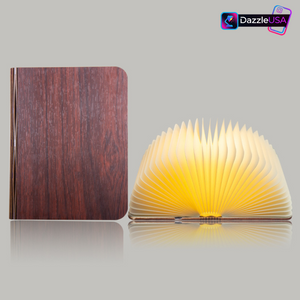 Magical 7-Color Wooden Foldable Book Lamp – USB Rechargeable Night Light