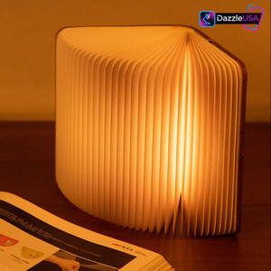 Magical 7-Color Wooden Foldable Book Lamp – USB Rechargeable Night Light
