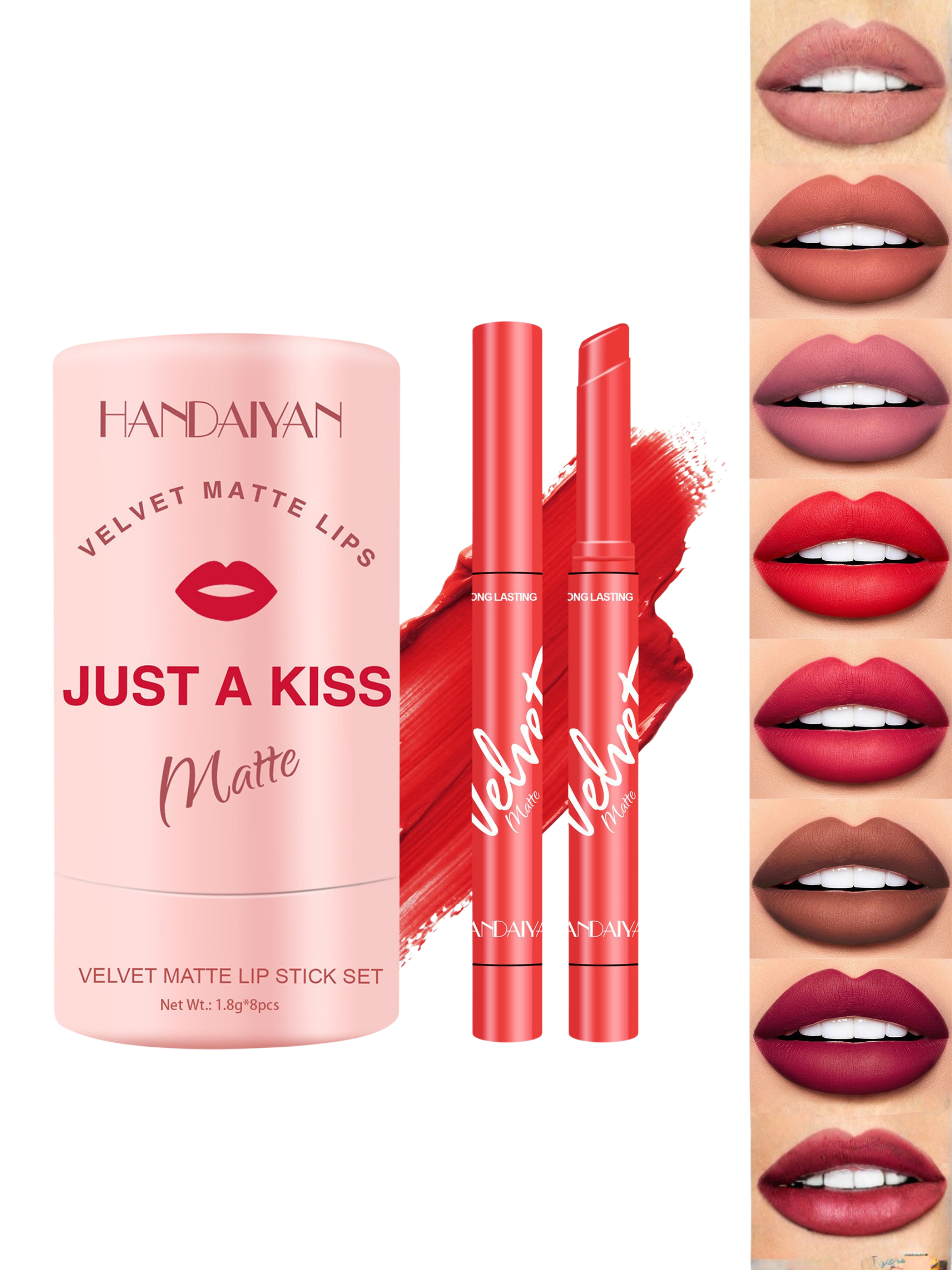 Handaiyan Just a Kiss Velvet Matte Lipstick Set 8 PCS