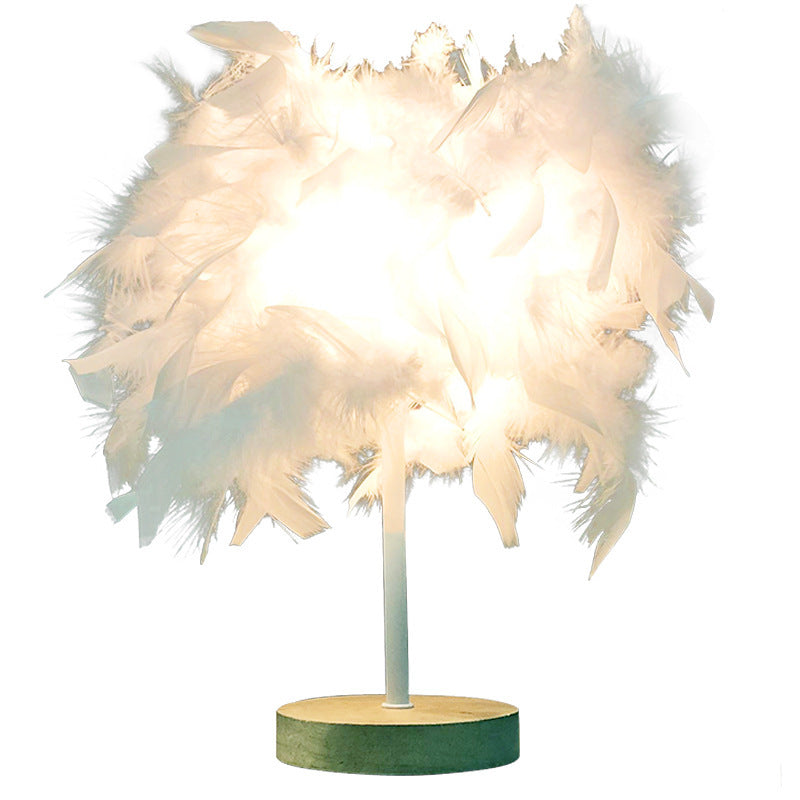 Modern Table Lamp LED Three Colors Light Desk Living Room Bedroom Luxury Feather Lamp