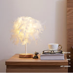 Modern Table Lamp LED Three Colors Light Desk Living Room Bedroom Luxury Feather Lamp