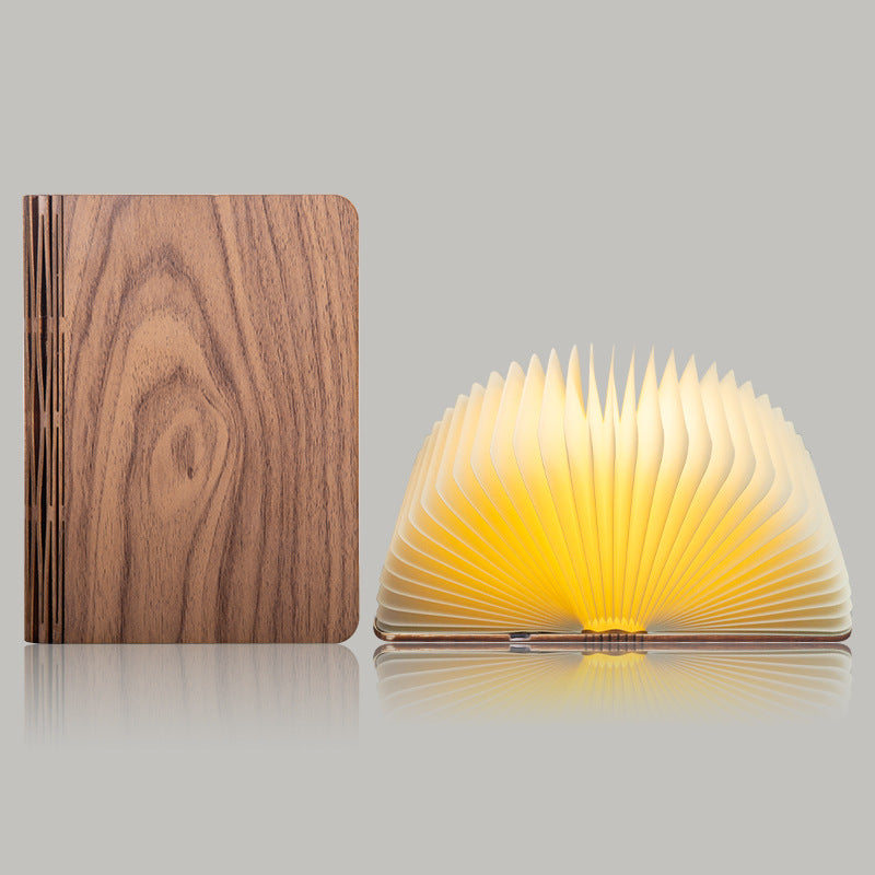 Magical 7-Color Wooden Foldable Book Lamp – USB Rechargeable Night Light