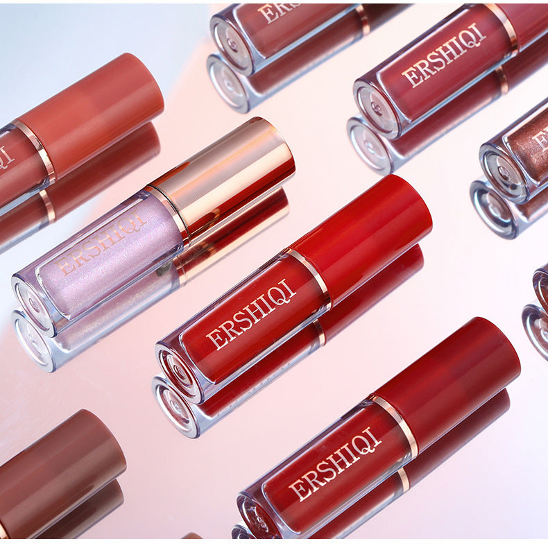 ErshiQi 12 color book lip gloss set Matte Pearlescent non-stick Cup lip glaze lipstick