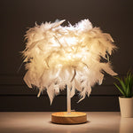 Modern Table Lamp LED Three Colors Light Desk Living Room Bedroom Luxury Feather Lamp