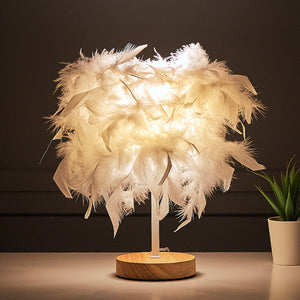 Modern Table Lamp LED Three Colors Light Desk Living Room Bedroom Luxury Feather Lamp